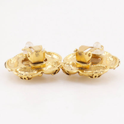 Chanel 94A CC Logo Flower Vintage Gold Plated Faux Pearl Earrings — view 5