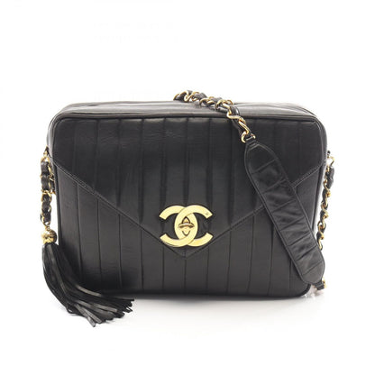 Chanel Shoulder Bag Mademoiselle Tassel Black Lambskin Fringe Chain