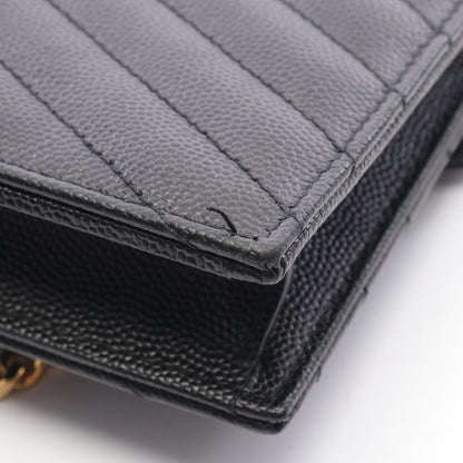 Saint Laurent Shoulder Bag Cassandra Envelope Black Leather Matelasse Chain — view 5