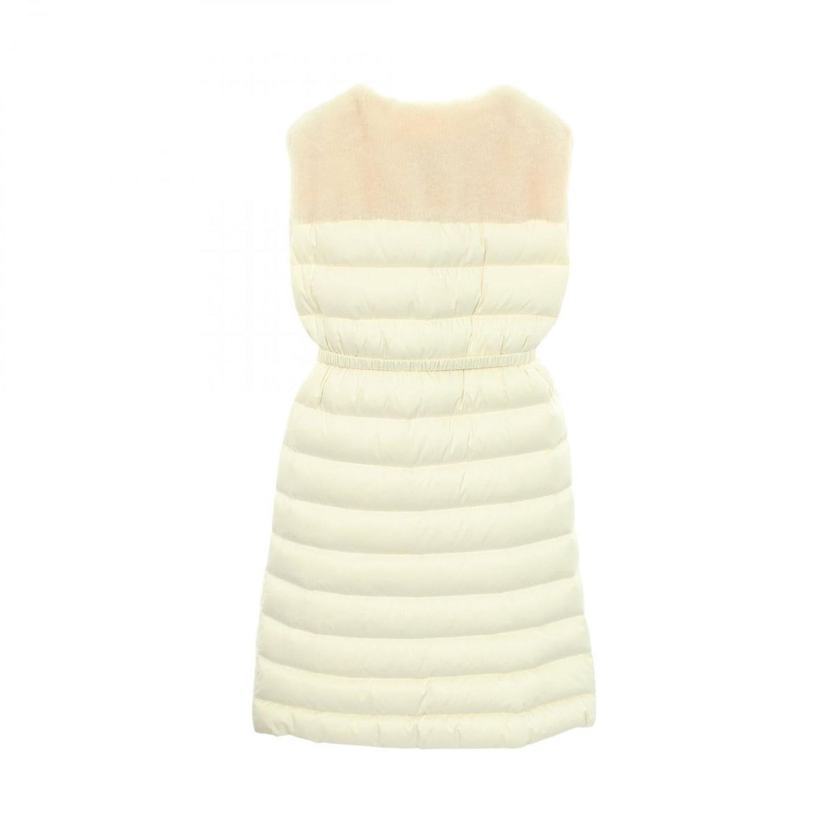 Moncler Down Jacket Sorbier Long Vest Eco Fur Switch Beige Coat — view 2