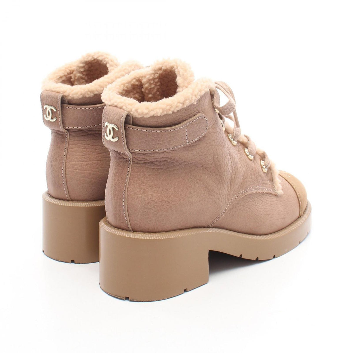 Chanel Boots CC Logo Lace Up Fleece Leather Suede — view 2