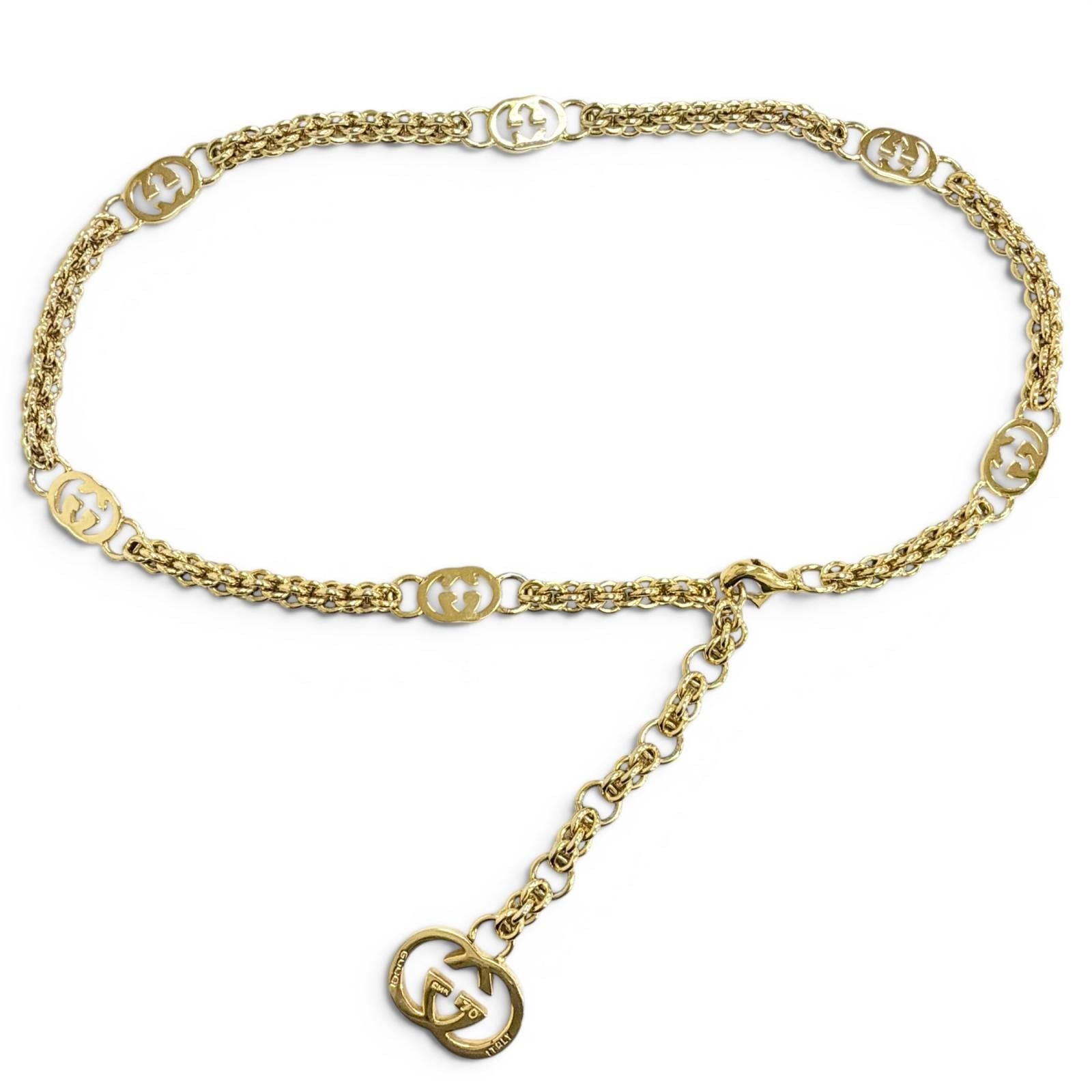 Gucci Vintage Interlocking G Chain Belt Gold 70 — view 3