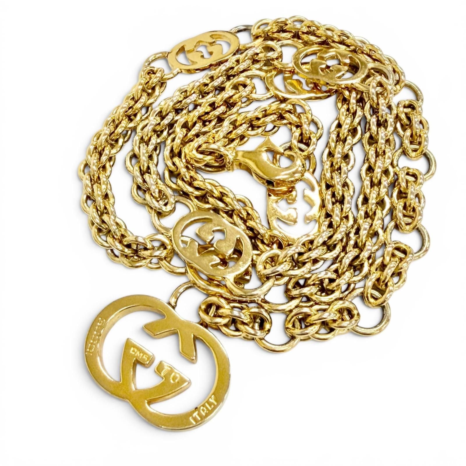 Gucci Vintage Interlocking G Chain Belt Gold 70