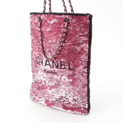 Chanel Sequin Logo 2-Way Shopping Tote Bag Pink — view 3