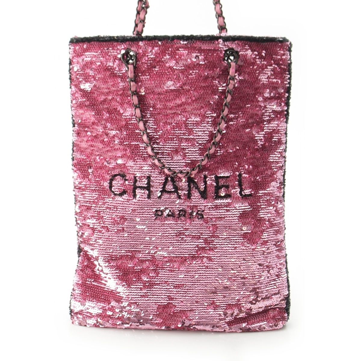 Chanel Sequin Logo 2-Way Shopping Tote Bag Pink — view 2