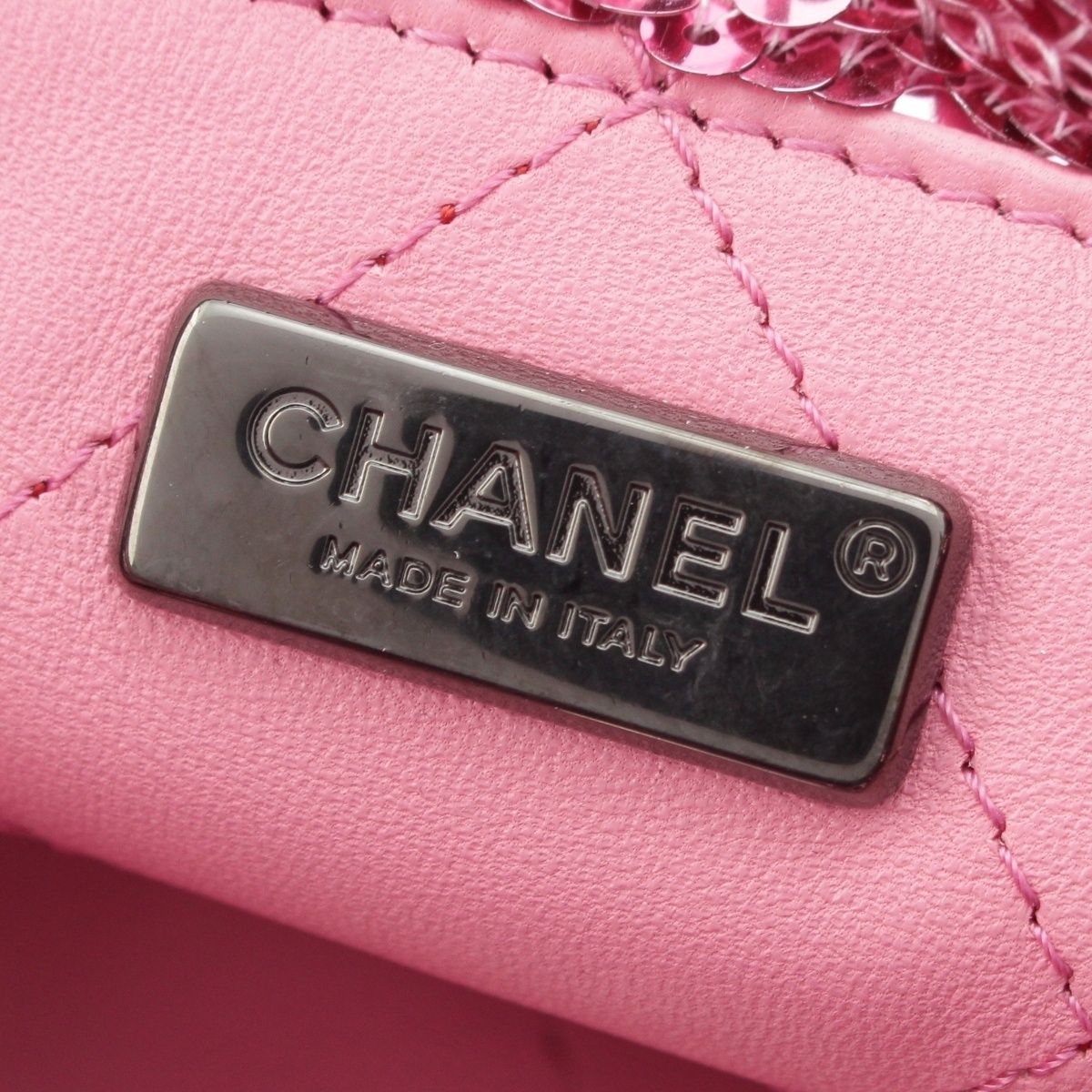 Chanel Sequin Logo 2-Way Shopping Tote Bag Pink — view 8
