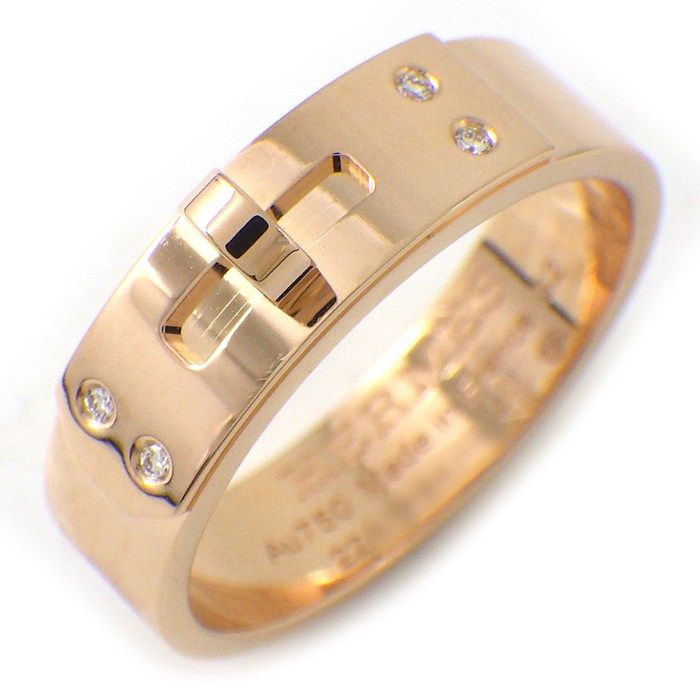Hermes Ring Kelly PM Points Diamond Total 18K Pink Gold