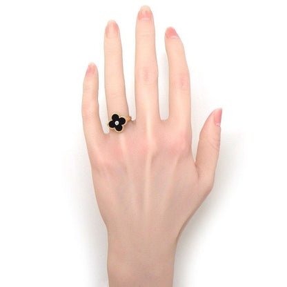 Van Cleef & Arpels Ring Vintage Alhambra Onyx Point Diamond 18K Yellow Gold — view 8