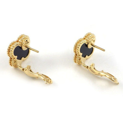 Van Cleef & Arpels Earrings Vintage Alhambra Onyx 18K Yellow Gold — view 2