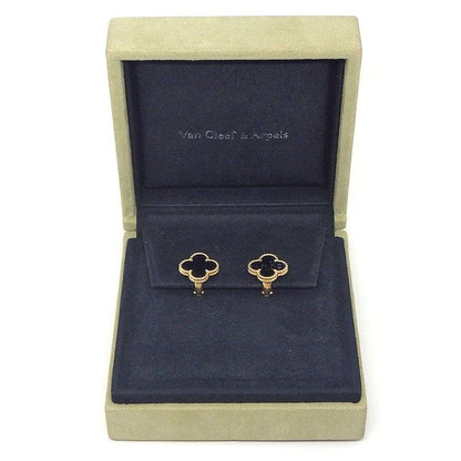Van Cleef & Arpels Earrings Vintage Alhambra Onyx 18K Yellow Gold — view 6