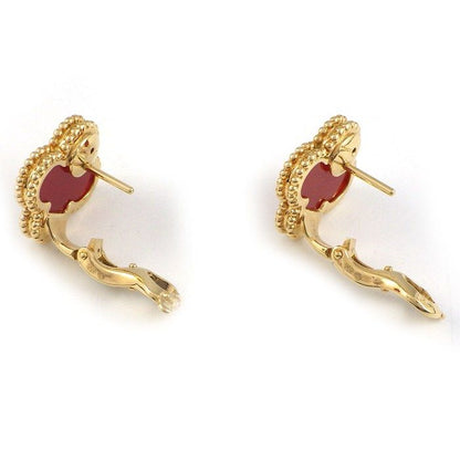 Van Cleef & Arpels Earrings Vintage Alhambra Carnelian 18K Yellow Gold — view 2