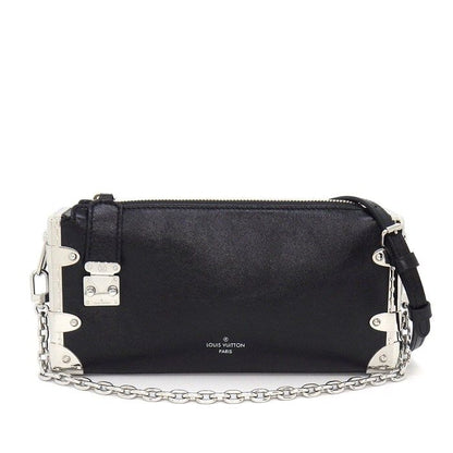 Louis Vuitton Shoulder Bag Slim Trunk Black Cuffleather Silver