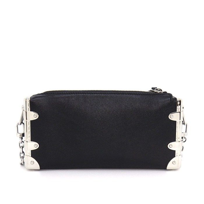 Louis Vuitton Shoulder Bag Slim Trunk Black Cuffleather Silver — view 2