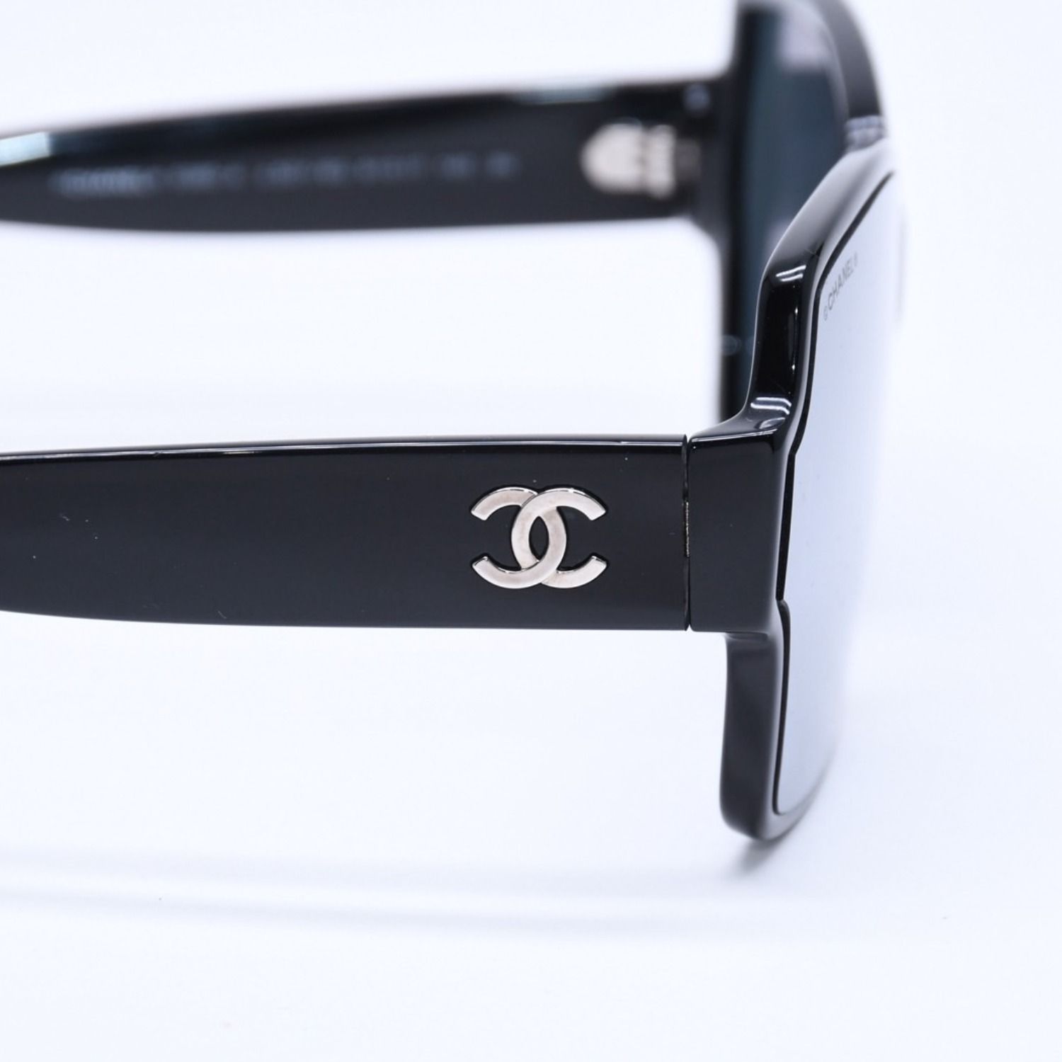Chanel Square Shape Sunglasses Mirror Lens Black CC Logo Eyewear — view 8