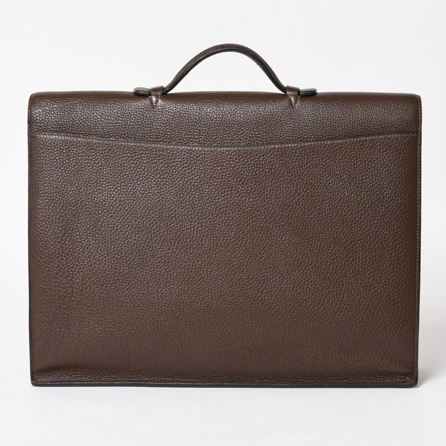Hermes Sac a Depeche 41 Triple Leather le Business Bag Togo Chocolate Silver 4 — view 2