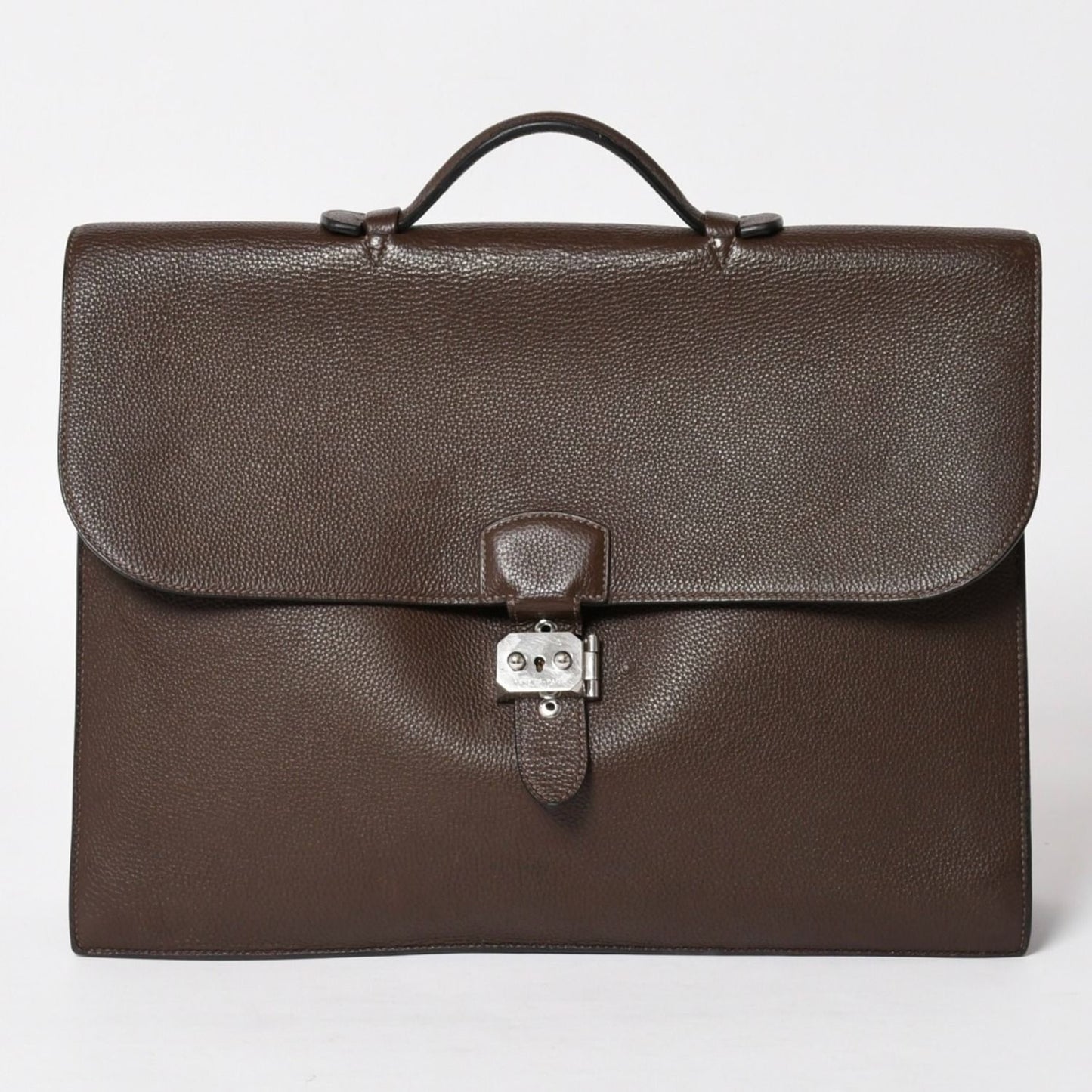 Hermes Sac a Depeche 41 Triple Leather le Business Bag Togo Chocolate Silver 4
