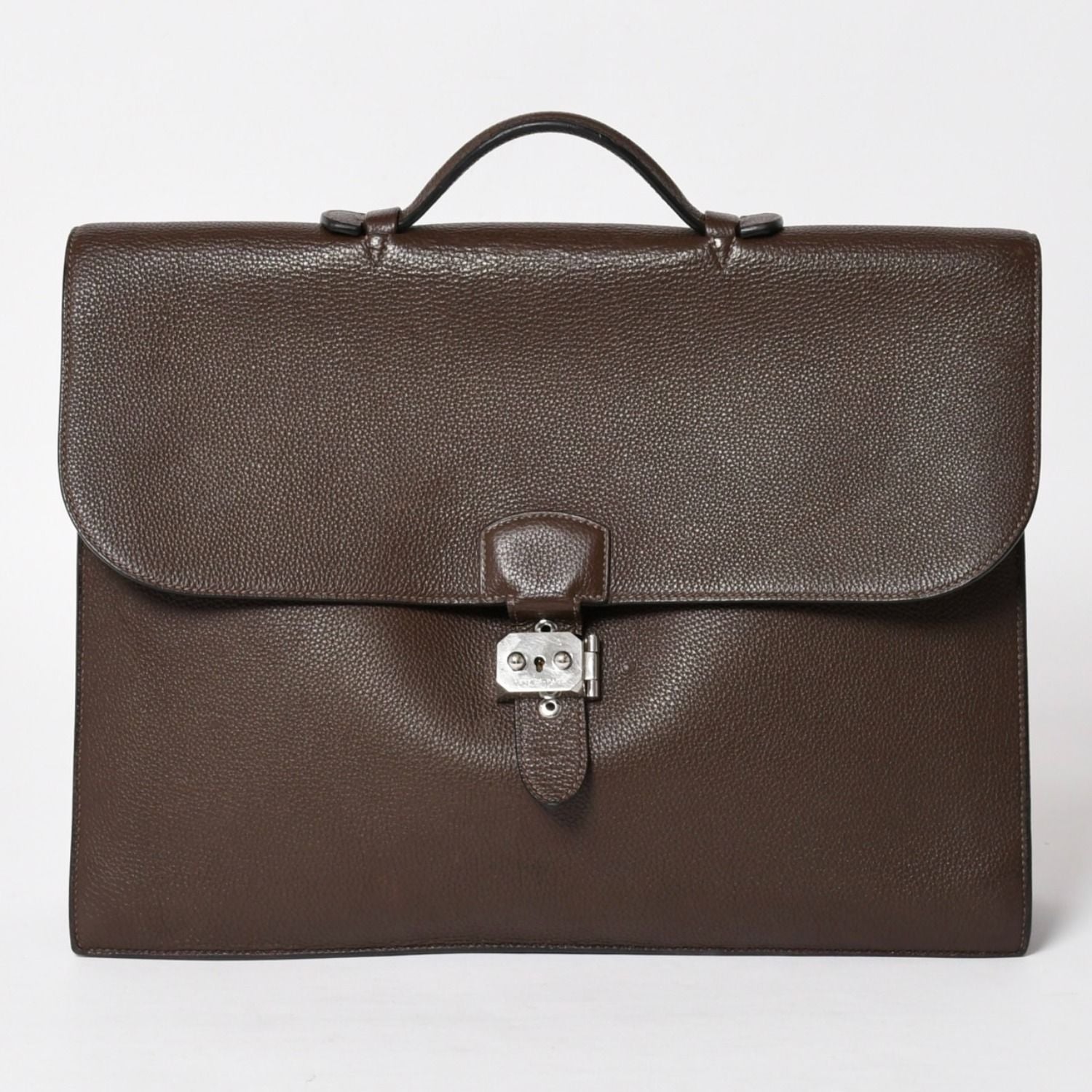 Hermes Sac a Depeche 41 Triple Leather le Business Bag Togo Chocolate Silver 4
