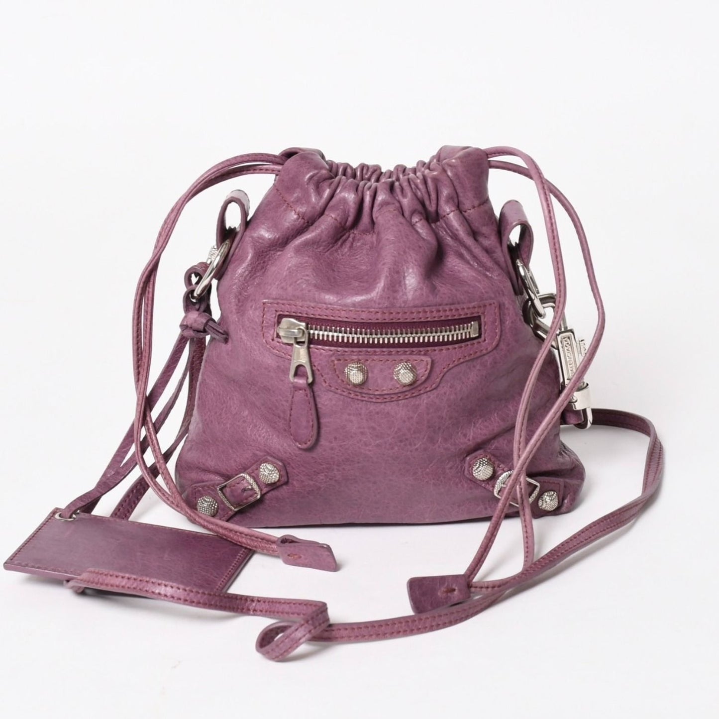 Balenciaga Shoulder Bag Pouch Purple Silver
