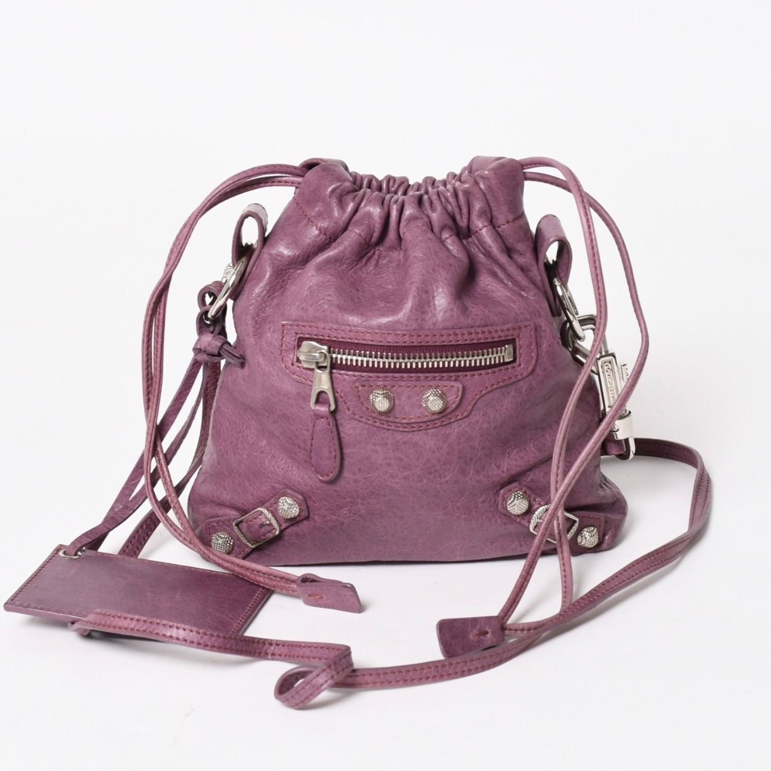 Balenciaga Shoulder Bag Pouch Purple Silver