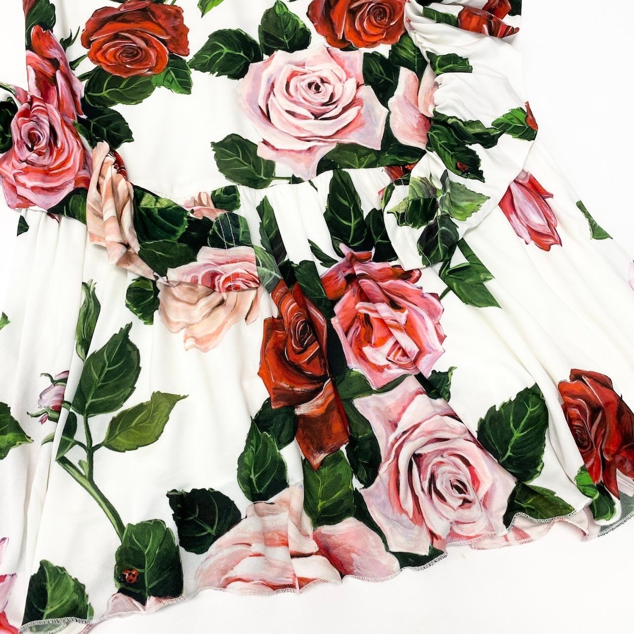Dolce & Gabbana Flower Print Dress Flare Rose Pattern 9 10 White Kids Girls — view 5