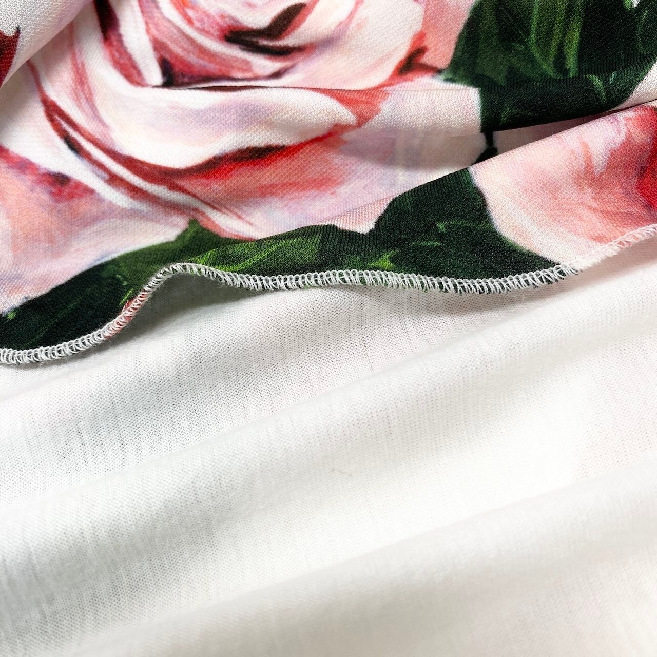 Dolce & Gabbana Flower Print Dress Flare Rose Pattern 9 10 White Kids Girls — view 6