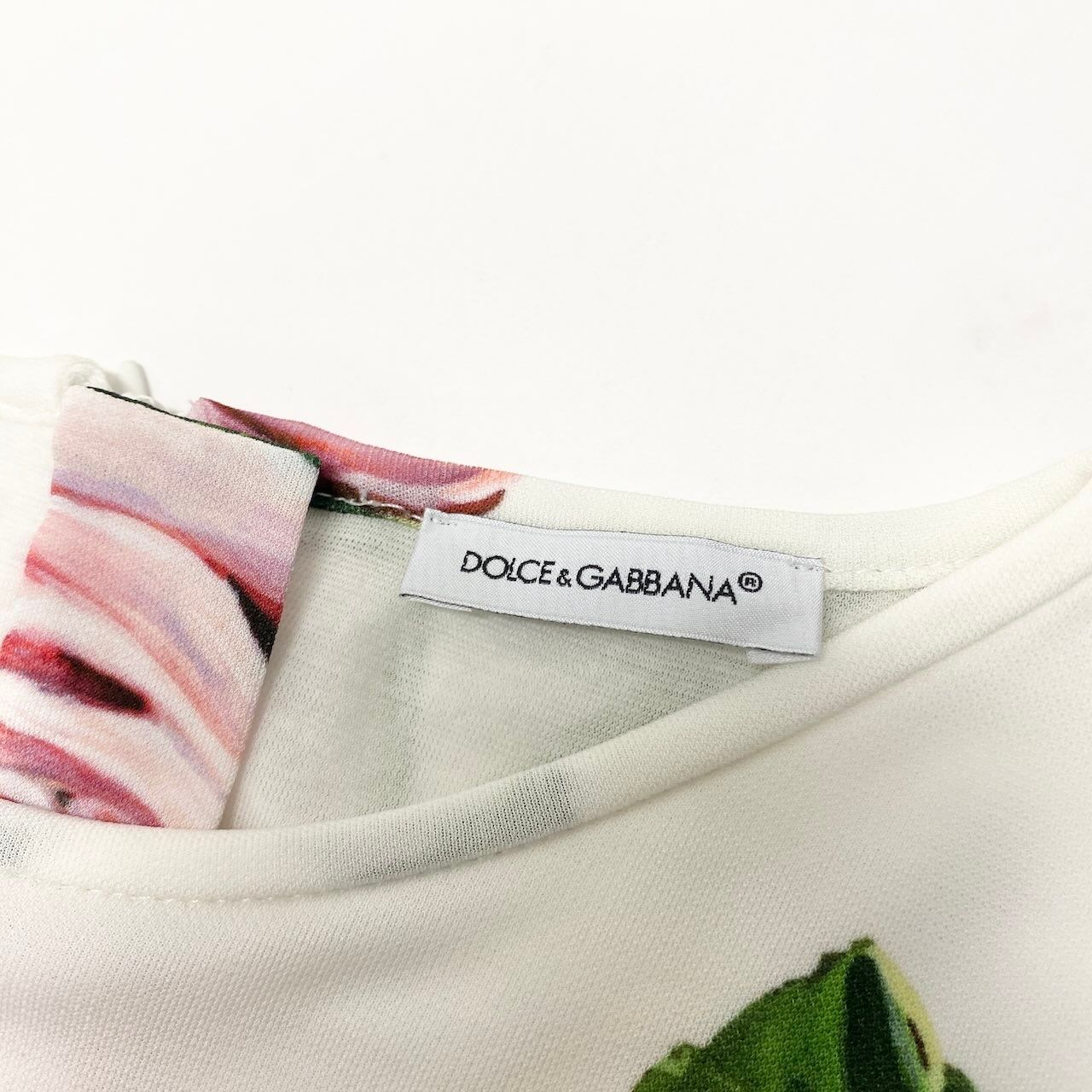 Dolce & Gabbana Flower Print Dress Flare Rose Pattern 9 10 White Kids Girls — view 8