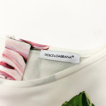 Dolce & Gabbana Flower Print Dress Flare Rose Pattern 9 10 White Kids Girls — view 8