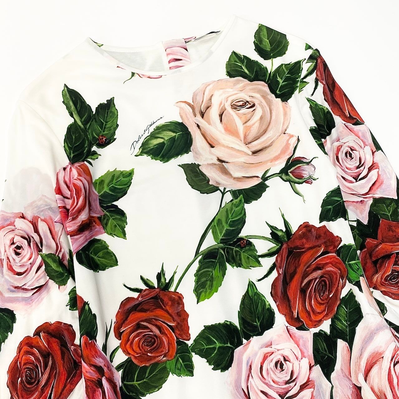 Dolce & Gabbana Flower Print Dress Flare Rose Pattern 9 10 White Kids Girls — view 4