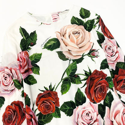 Dolce & Gabbana Flower Print Dress Flare Rose Pattern 9 10 White Kids Girls — view 4