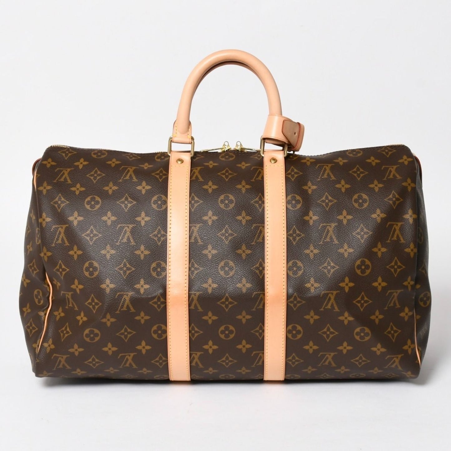 Louis Vuitton Monogram Keepall 45 Boston Bag Canvas Vachetta Leather Brown Gold — view 2