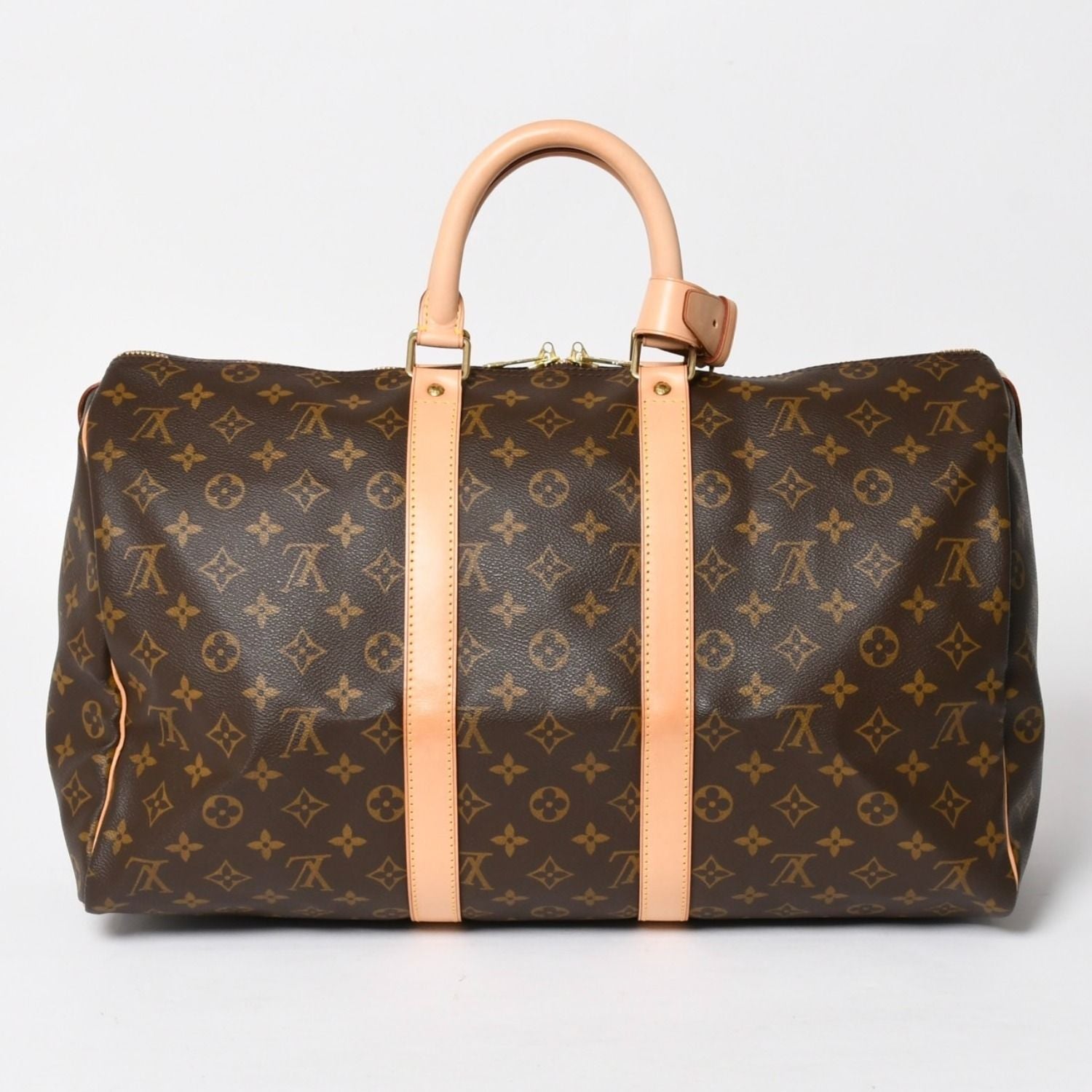 Louis Vuitton Monogram Keepall 45 Boston Bag Canvas Vachetta Leather Brown Gold — view 2