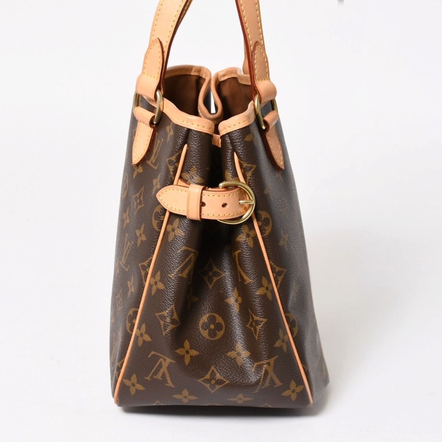 Louis Vuitton Patignol Handbag Monogram Canvas Vachetta Leather Brown Gold — view 4
