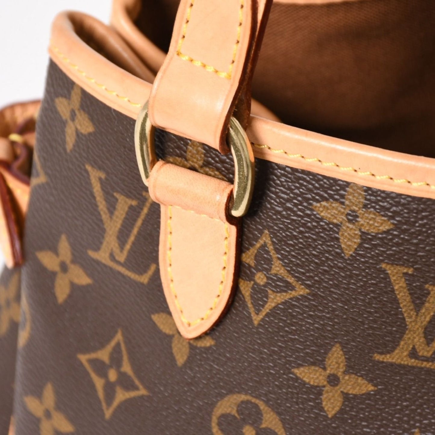 Louis Vuitton Patignol Handbag Monogram Canvas Vachetta Leather Brown Gold — view 5