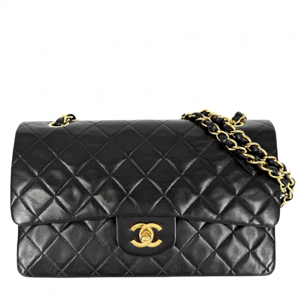 Chanel Shoulder Bag Quilted 25 Double Chain CC Logo Flap Crossbody Lambskin
