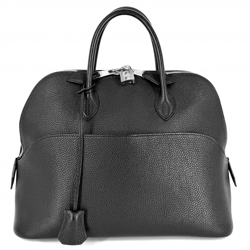 Hermes Handbag Bolide 31 Leather Black Silver