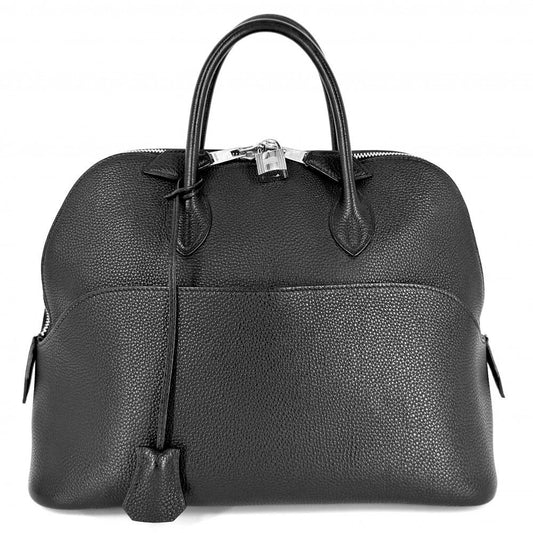 Hermes Handbag Bolide 31 Leather Black Silver