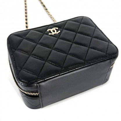 Chanel Shoulder Bag Quilted Mini Logo Chain Crossbody CC Small Lambskin Black — view 3