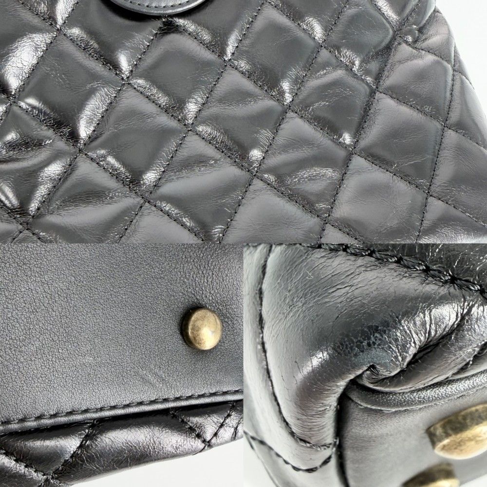 Chanel 2-Way Quilted Turnlock Shoulder Bag Crossbody CC Logo Leather Black — view 7