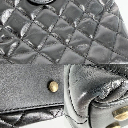 Chanel 2-Way Quilted Turnlock Shoulder Bag Crossbody CC Logo Leather Black — view 7