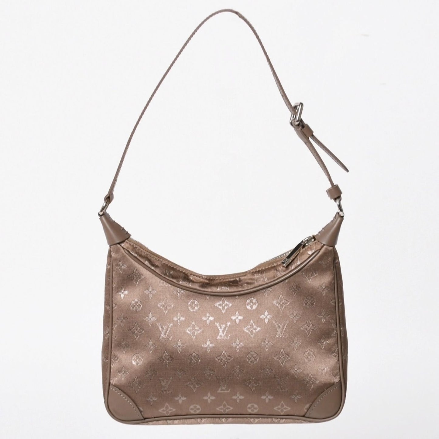 Louis Vuitton Monogram Satin Little Boulogne Shoulder Bag Beige Fabric Silver — view 2