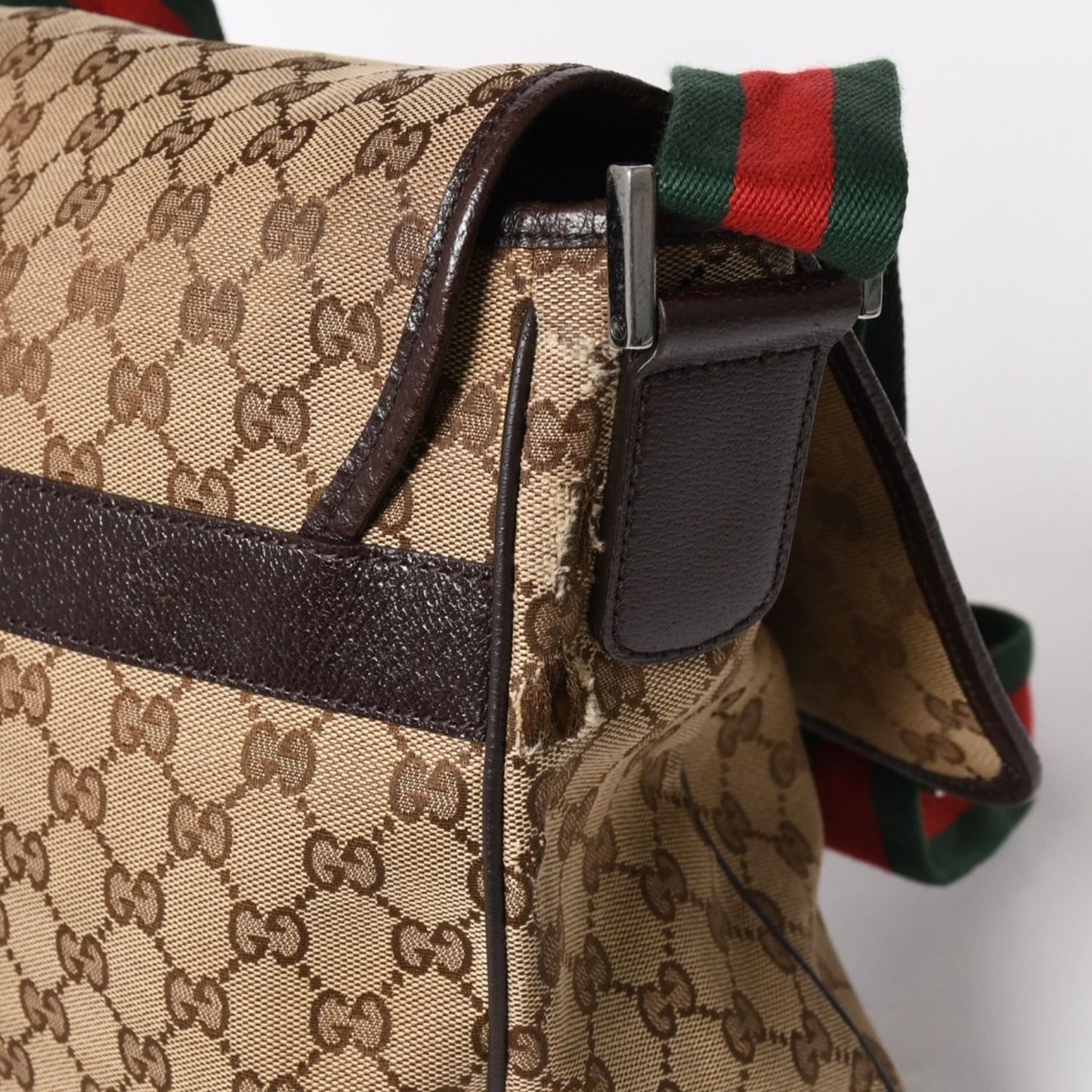 Gucci Web Strap Messenger Shoulder Bag GG Canvas Sherry Line Brown — view 4