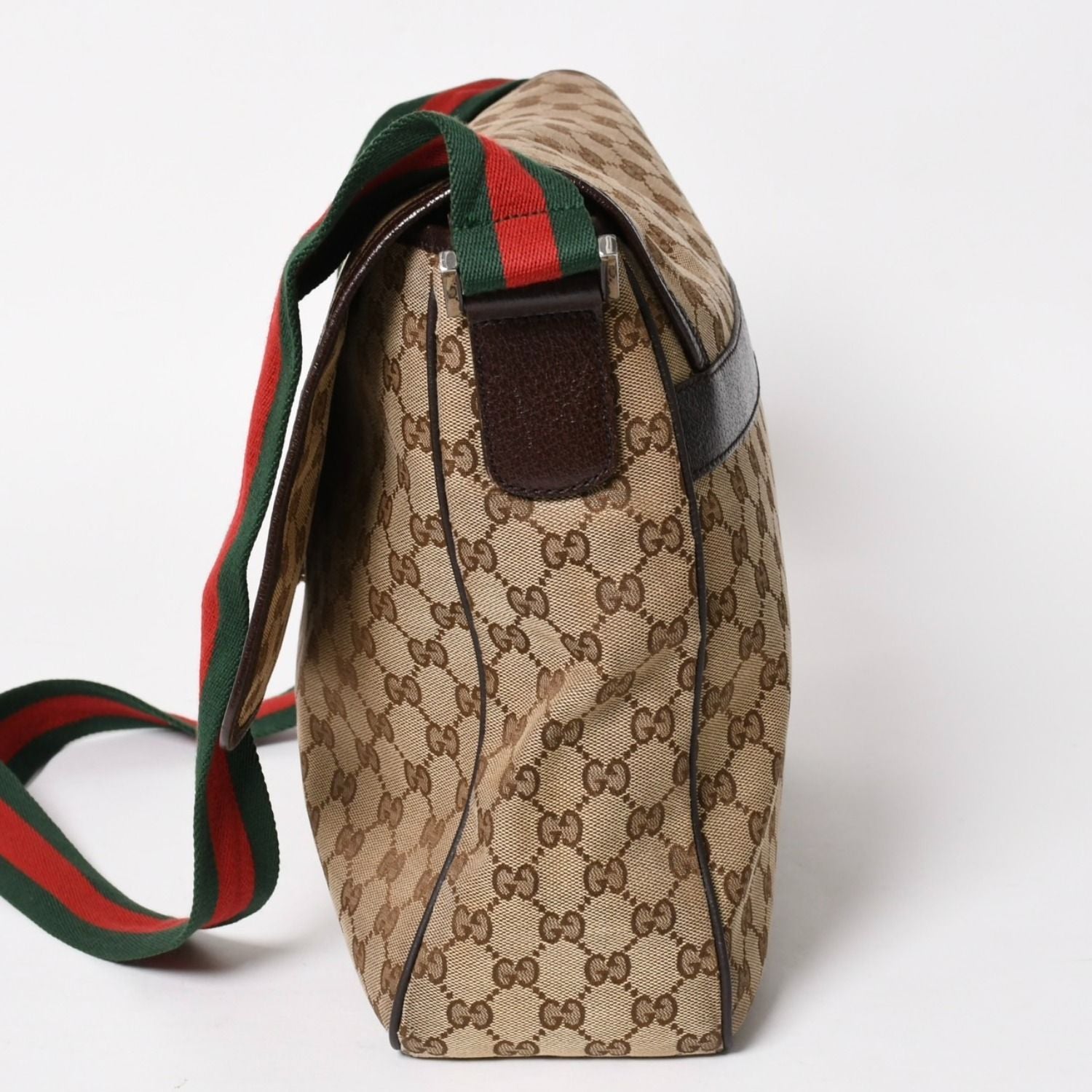 Gucci Web Strap Messenger Shoulder Bag GG Canvas Sherry Line Brown — view 3