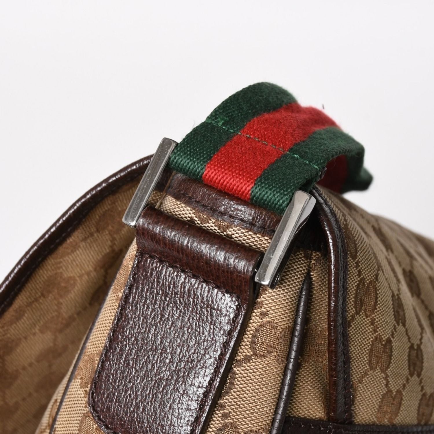 Gucci Web Strap Messenger Shoulder Bag GG Canvas Sherry Line Brown — view 6