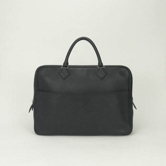 Hermes Plume Doc 38 Business Briefcase Fjord Noir Black Silver