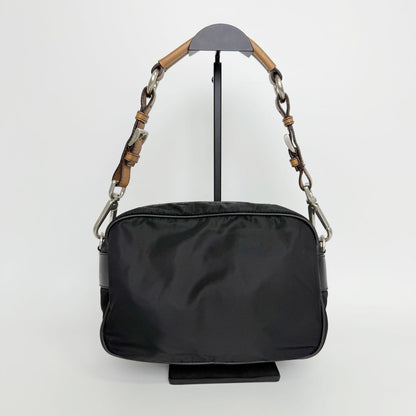 Prada Tessuto Nylon Braided Strap Shoulder Bag Black Silver Vintage — view 4
