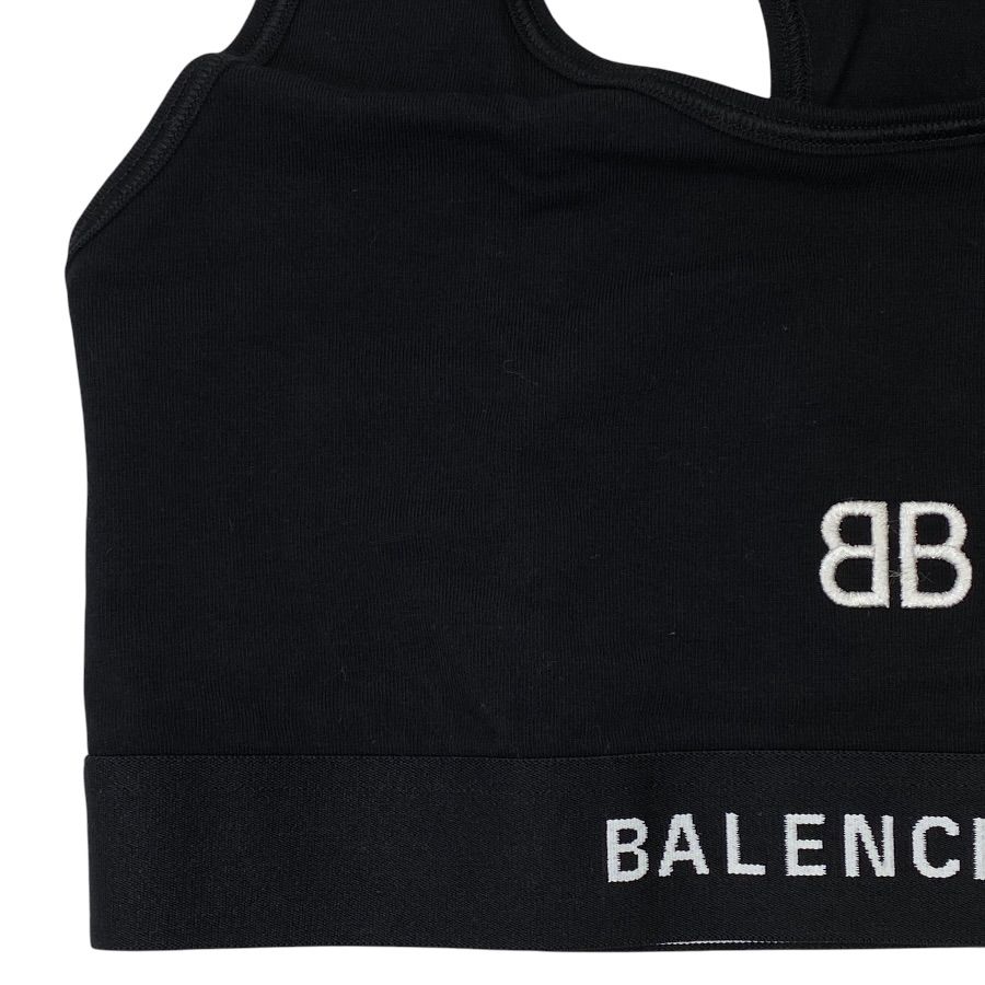 Balenciaga Jersey Logo Sports Bra Stretch Inner Wear Cotton Black High Quality — view 5