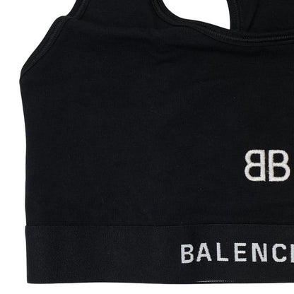 Balenciaga Jersey Logo Sports Bra Stretch Inner Wear Cotton Black High Quality — view 5