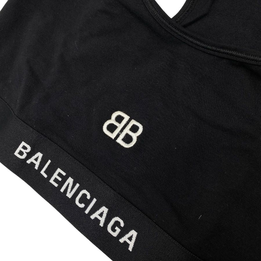 Balenciaga Jersey Logo Sports Bra Stretch Inner Wear Cotton Black High Quality — view 3
