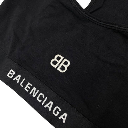 Balenciaga Jersey Logo Sports Bra Stretch Inner Wear Cotton Black High Quality — view 3