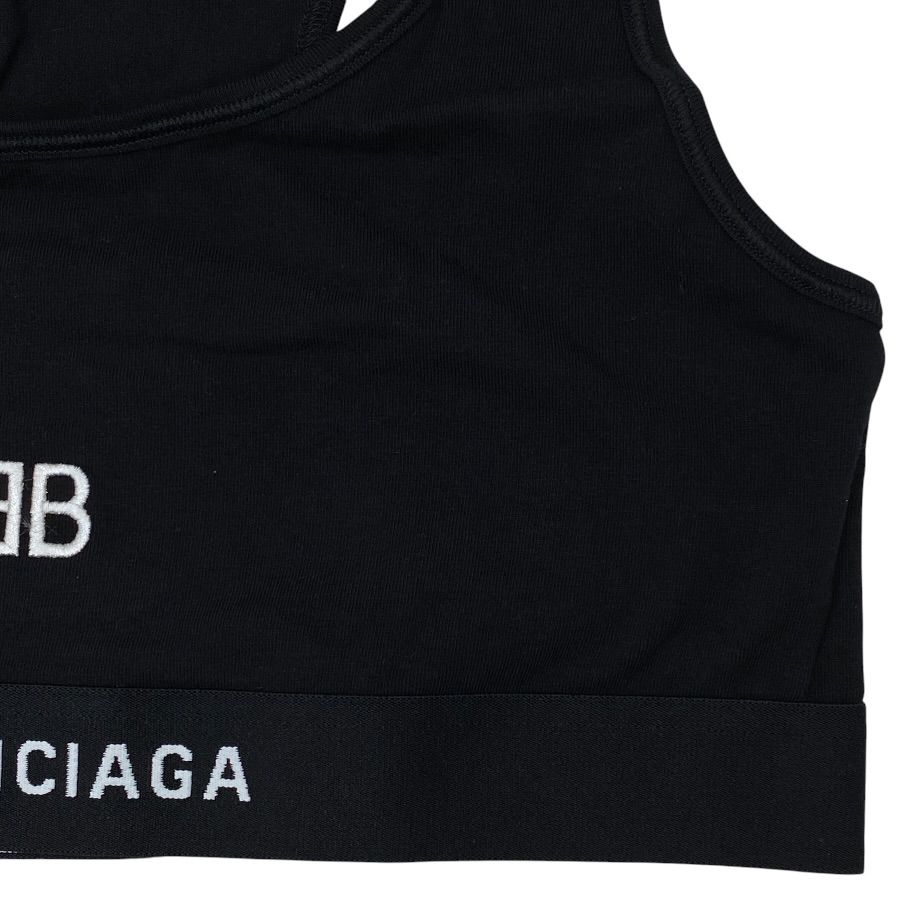 Balenciaga Jersey Logo Sports Bra Stretch Inner Wear Cotton Black High Quality — view 6